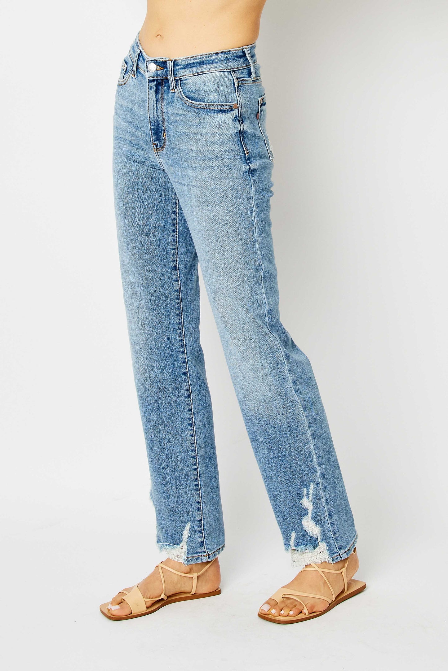 Judy Blue High Waisted Straight Distressed Jeans